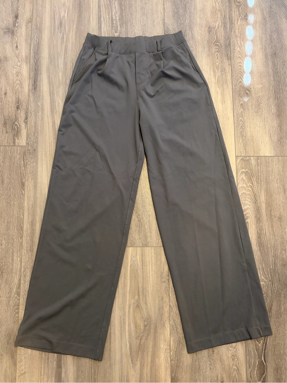 Grey Wide Leg Stretchy Dress Pant